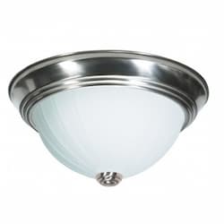 11" LED Flush Mount Light, Brushed Nickel, Frosted Melon Glass