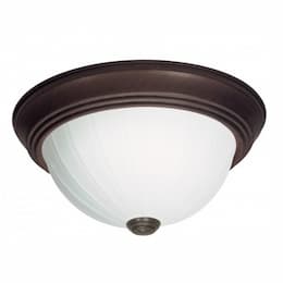 11" LED Flush Mount Light, Old Bronze, Frosted Melon Glass