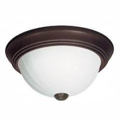 13" LED Flush Mount Light, Old Bronze, Frosted Melon Glass