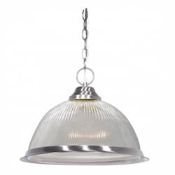 15in Pendant Light Fixture, 1-Light, Brushed Nickel