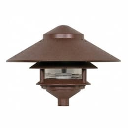 2-Tier PathLight Pagoda Light Fixture w/ Large Hood, Old Bronze