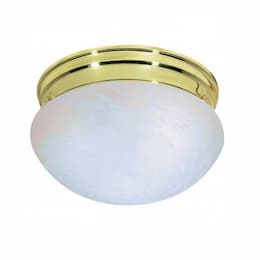 10" LED Flush Mount Lights, Alabaster Mushroom Glass Shade, Polished Brass