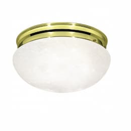 Nuvo 12" LED Flush Mount Lights, Alabaster Mushroom Glass Shade, Polished Brass