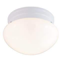 2-Light 10" Flush Mount Ceiling Light Fixture, White, White Glass