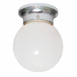 6" Flush Mount Ceiling Light, Polished Chrome, White Glass Ball