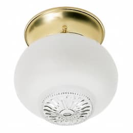 6" Flush Mount Ceiling Light, Polished Brass, Frosted Squat Glass Ball