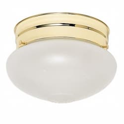 Flush Mount Light, Polished Brass, Frosted Mushroom Glass w/ Grape Pattern