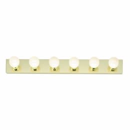 6-Light Bathroom Vanity Strip Light Fixture, Polished Brass