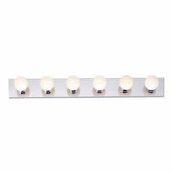 6-Light Bathroom Vanity Strip Light Fixture, Polished Chrome