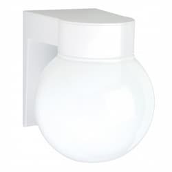 8" Outdoor Utility Wall Light, White, White Glass Globe