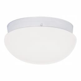 2-Light 12" Flush Mount Ceiling Light, White, White Mushroom Glass