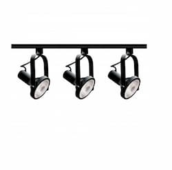 3-Light Track Light Kit, PAR30 Bulb, Gimbal Ring, Black