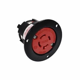 20 Amp Color Coded Locking Flanged Outlet, 4-Pole, 4-Wire, #14-8 AWG, 347V-600V, Black