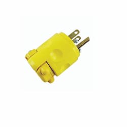 15 Amp Dead Front Plug, NEMA 5-15P, 2-Pole, 3-Wire, 125V, Yellow