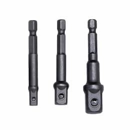 Impact Driver Bits, Adaptor Set, Sizes 1/4-in, 3/8-in & 1/2-in