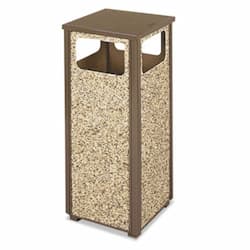 Brown Steel, 12 Gallon Square Flat Top Waste Receptacle