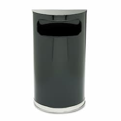 European & Metallic Series Receptacle, Half-Round, 9 gal, Black/Chrome