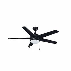 50-in 60W Mirage Ceiling Fan w/ E26 Kit, 5-Black Blades, Black