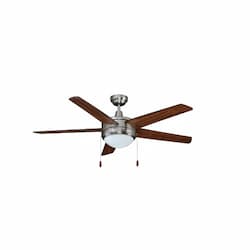 50-in 60W Mirage Ceiling Fan w/ E26 Kit, 5-Walnut Blades, Nickel