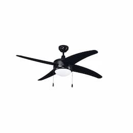 50-in 58W Europa I Ceiling Fan w/ LED Kit, 4-Black Blades, Black