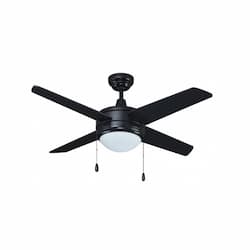 44-in 50W Europa II Ceiling Fan w/ E26 Kit, 4-Black Blades, Black