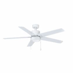 52-in 59W Aldea V Ceiling Fan w/ LED Kit, 5-White Blades, White
