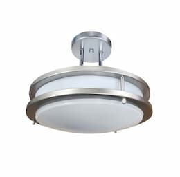 12-in 15W Round Semi-Flush Mount, 920 lm, 120V, 3000K, Brushed Nickel