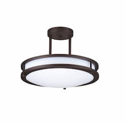 18-in 28W Round Semi-Flush Mount, 2100 lm, 120V, 3000K, Bronze