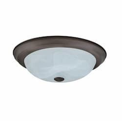 11-in 15W LED Flush Mount w/ Alabaster Glass, 120V, 3000K, Bronze