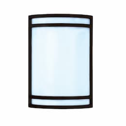 10-in 15W LED Outdoor Wall Sconce, 800 lm, 120V, 3000K, Black