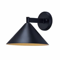 9W LED Outdoor Wall Mount, Cone, E26, 1-Light, 120V, 3000K, Black/Gold