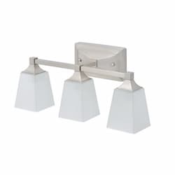 25W LED Vanity Light, Square, 3-Light, 1840 lm, 120V, 3000K, Nickel