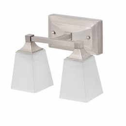 18W LED Vanity Light, Square, E26, 2-Light, 120V, 3000K, Nickel