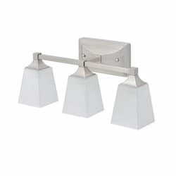 27W LED Vanity Light, Square, E26, 3-Light, 120V, 3000K, Nickel