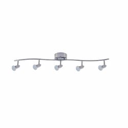 22W LED Light Bar, 5-Head, 1400 lm, 120V, 3000K, Brushed Nickel