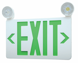 2W Emergency Exit Combo High Output, Single/Double, 120V/277V, GRN/WHT