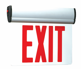 Edge-Lit Exit Sign, Single Face, Ceiling Mount, 120V/277V, RD/WH