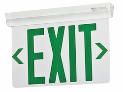 Royal Pacific Recessed Exit Sign, Double Face, 120V/277V, Green/Brushed Aluminum