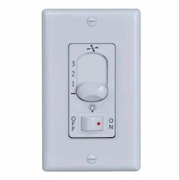 Wall-Mount Ceiling Fan Control, Fan & Light, 120V, White