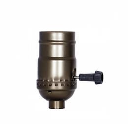 Satco 250W On-off Turn Knob Socket w/ Removable knob, 250V, Antique Brass