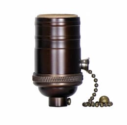 660W On-off Pull Chain Socket, 250V, 4pc, Dark Antique Brass