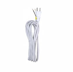 Satco 12-ft Rayon Cord Set, 18/2 SPT-2 105C w/ Molded Polarized Plug, Silver