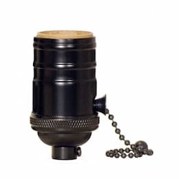 Satco 660W On-off Pull Chain Socket w/ Uno Thread, 250V, Black