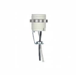 Satco 75W Threaded Pocelain Candelabra Socket, 18-in Leads, 125V, White