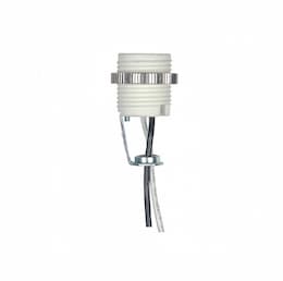 Satco 75W Threaded Pocelain Candelabra Socket, 18-in Leads, 125V, White