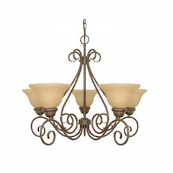 60W Castillo Series Chandelier w/ Champagne Glass, 5 Lights, Arm Up, Sonoma Bronze