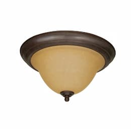 60W Castillo LED Flush Mount w/ Champagne Linen Washed Glass, 2 Light, Sonoma Bronze