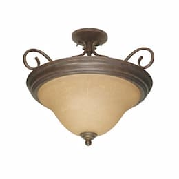 60W Castillo Series Semi Flush Ceiling Light w/ Champagne Washed Glass, Sonoma Bronze