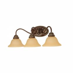 60W Castillo Series Vanity Light w/ Champagne Glass, 3 Lights, Sonoma Bronze