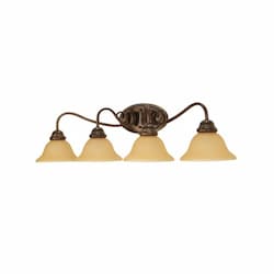 60W Castillo Series Vanity Light w/ Champagne Washed Glass, 4 Lights, Sonoma Bronze